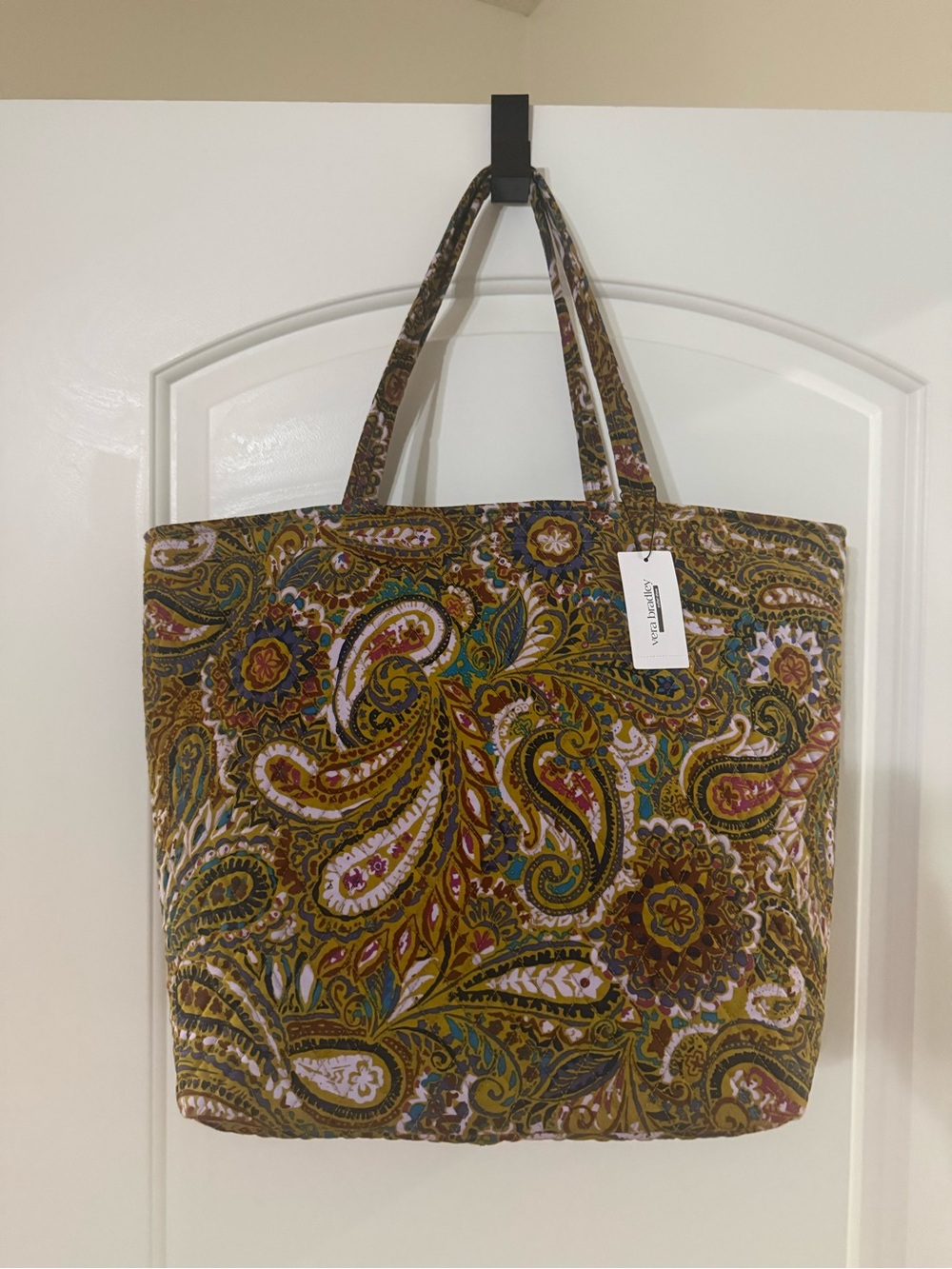 Vera Bradley Quilted Paisley Tote in Olive Multi